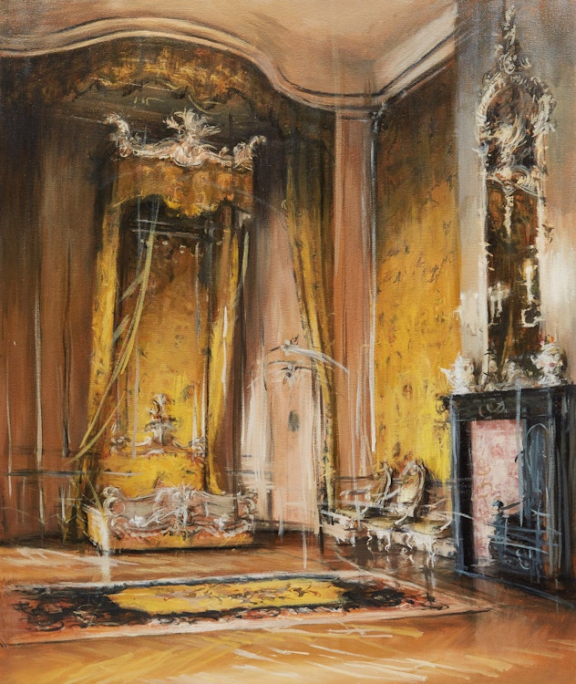 Artwork by Val Nelson, Bedroom, Yellow