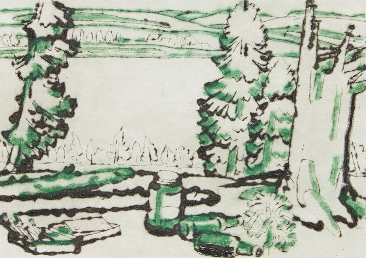 Artwork by David Brown Milne, Painting Place (Hilltop)
