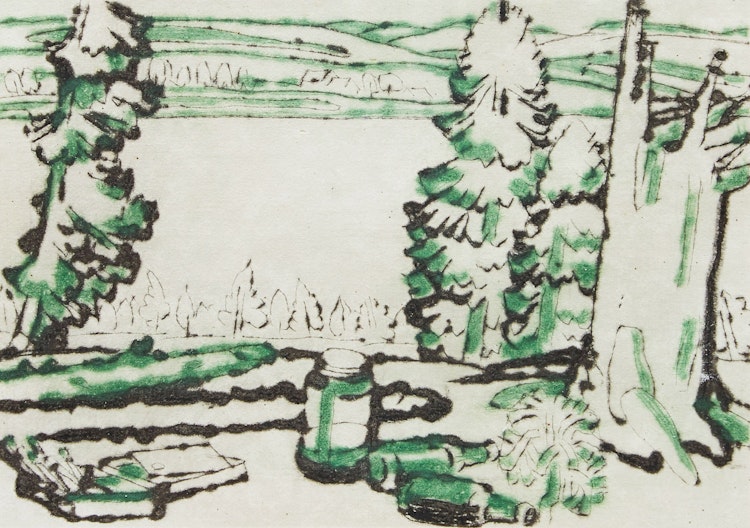 Artwork by David Brown Milne,  Painting Place (Hilltop)