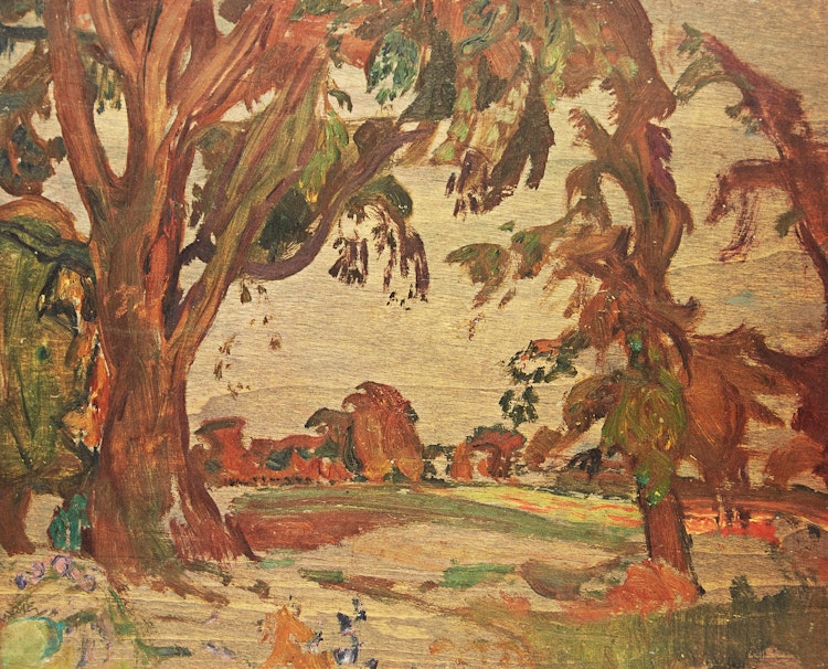 Artwork by Frederick Horsman Varley, Doon, Ontario; Tree Pattern, Kootenay Lake, B.C.; Mists over Lyon, B.C.; Mountain Portage; Dead Tree, Garibaldi Park; The Lions, B.C.