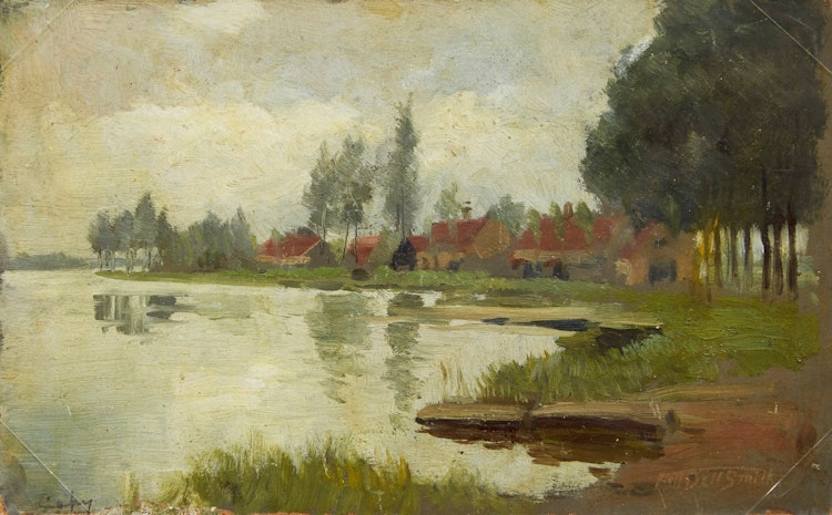 Artwork by Frederic Marlett Bell-Smith, River Landscape; Portrait of a Girl