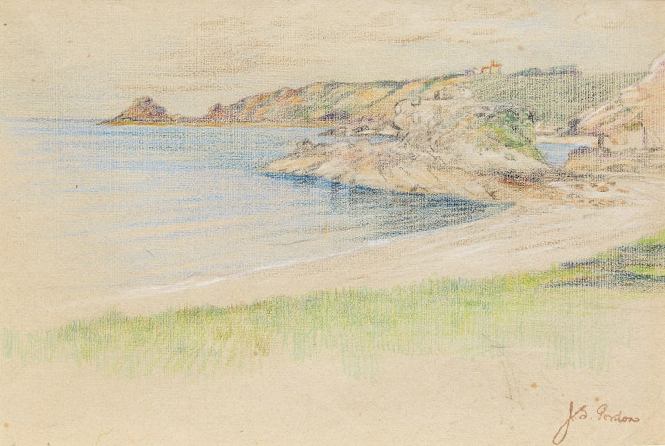 Artwork by John Sloan Gordon, Bouley Bay, Jersey Coast