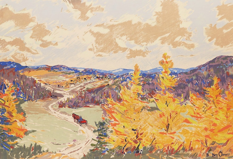 Artwork by Berthe Des Clayes, Landscape with Horse and Wagon
