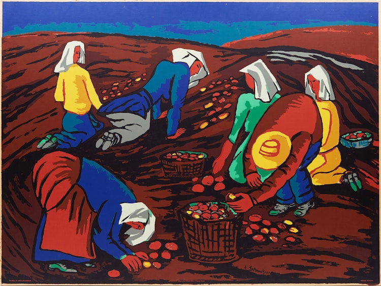 Artwork by Fritz Brandtner,  Potato Pickers