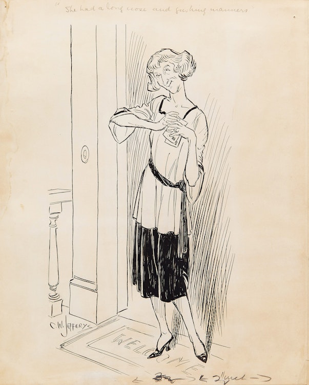 Artwork by Charles William Jefferys, She had a long nose and gushing manners