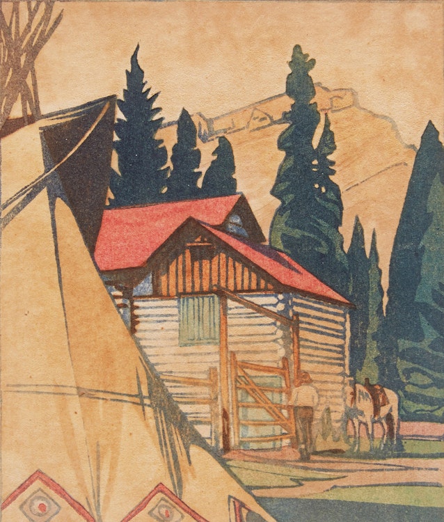 Artwork by Walter Joseph Phillips, Corral at Banff