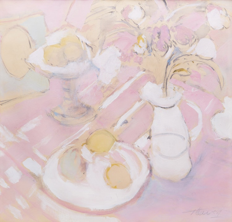 Artwork by Peter Alfred Harris, The Pink Tablecloth