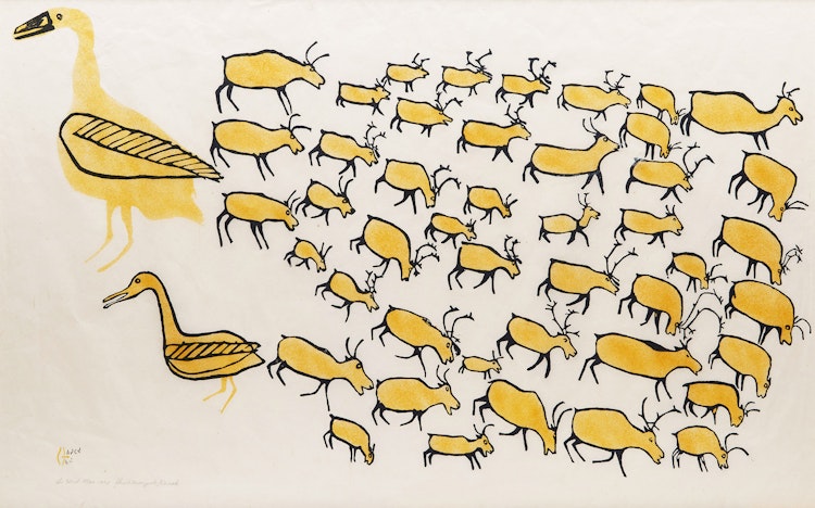 Artwork by Luke and William Kanak Iksiktaaryuk, The Herd