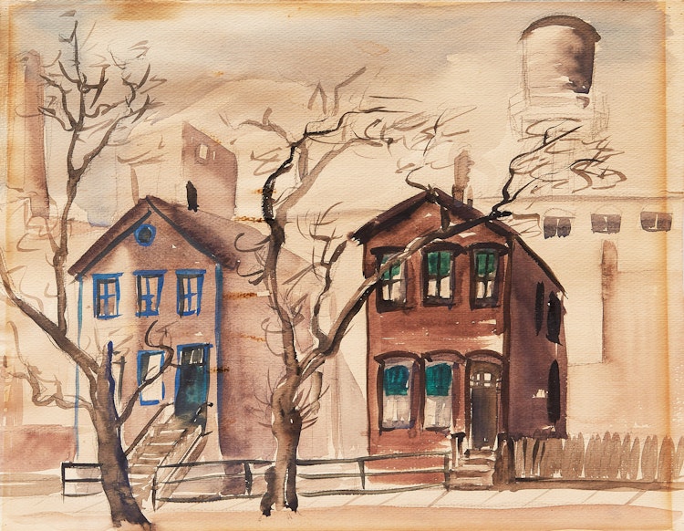 Artwork by William Arthur Winter,  Winnipeg Street Scene