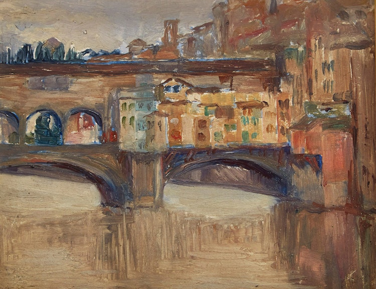 Artwork by Mary Evelyn Wrinch,  Ponte Vecchio, Florence