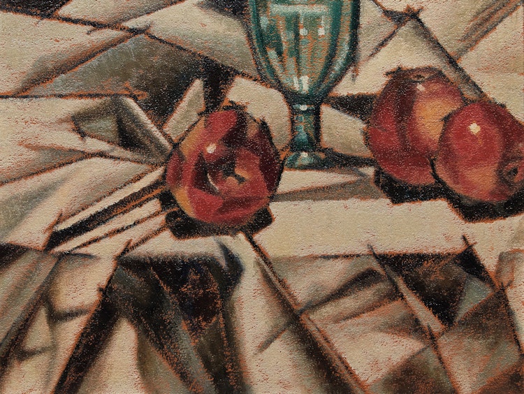 Artwork by Bertram Richard Brooker,  Still Life with Apples and Glass