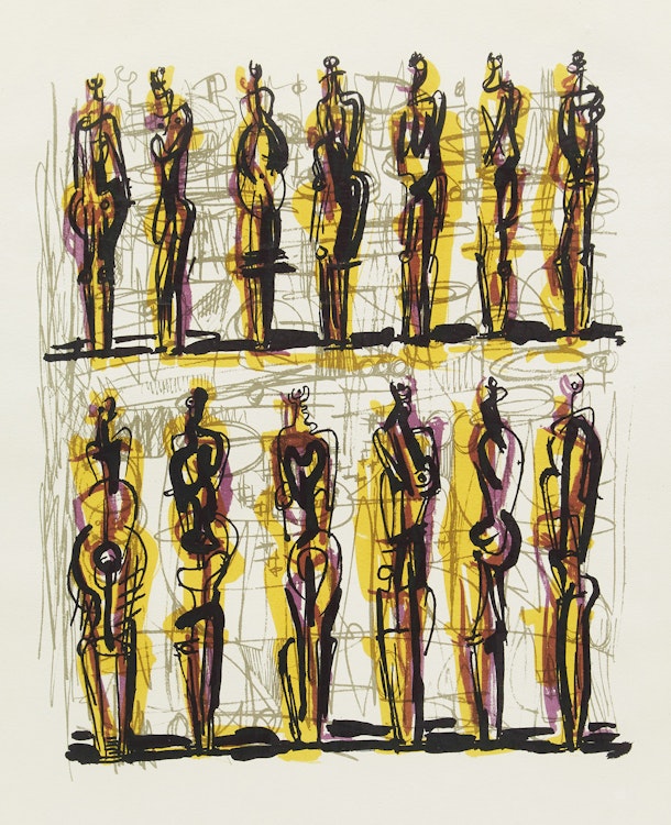 Artwork by Henry Moore,  Thirteen Standing Figures