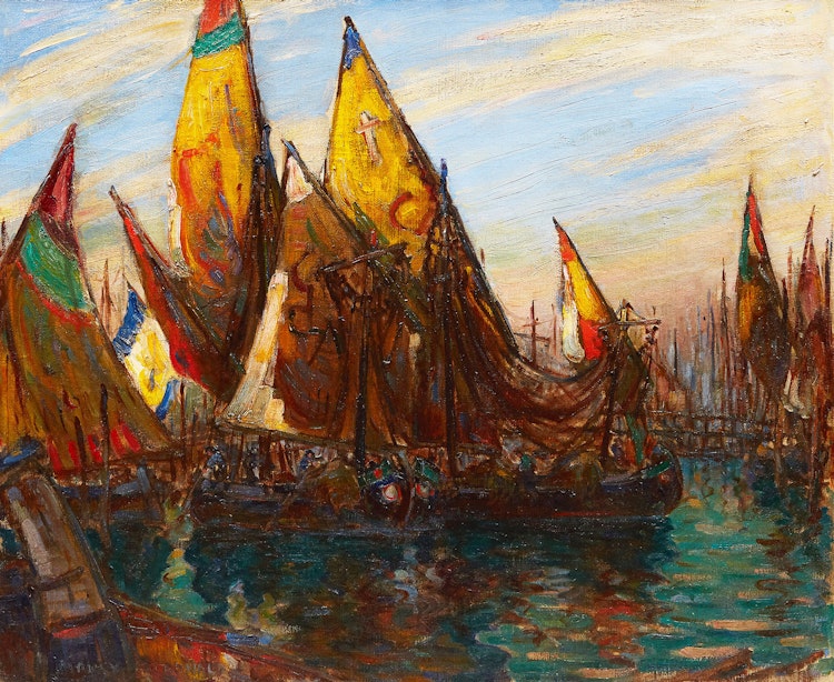 Artwork by Manly Edward MacDonald,  Venetian Fishing Boats 