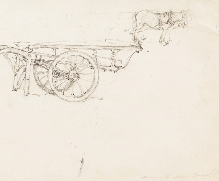 Artwork by Manly Edward MacDonald,  Horses and Carriage; Pair of Figure Studies