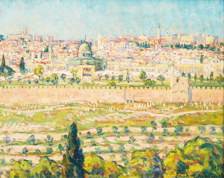 Artwork by Frank Milton Armington, Jerusalem from Mount of Olives