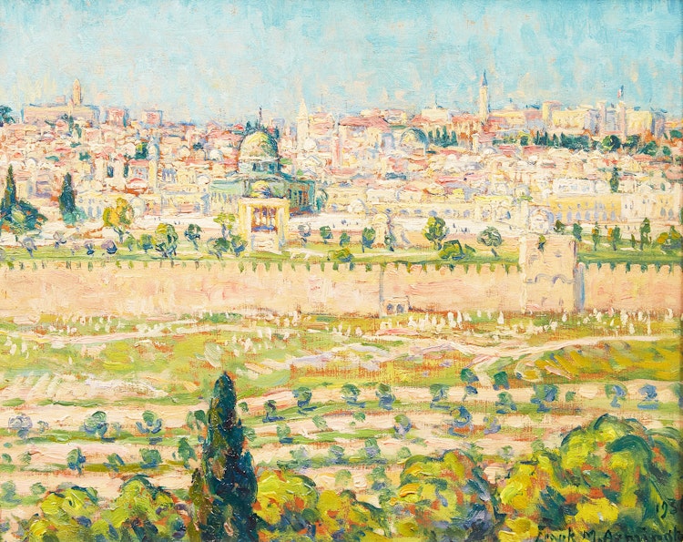 Artwork by Frank Milton Armington,  Jerusalem from Mount of Olives