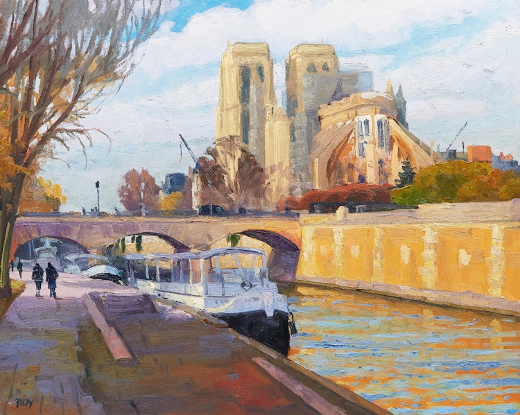 Artwork by Rejean Roy, Notre Dame de Paris après le feu