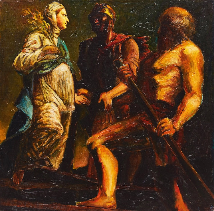 Artwork by David Bierk,  Three Classical Figures