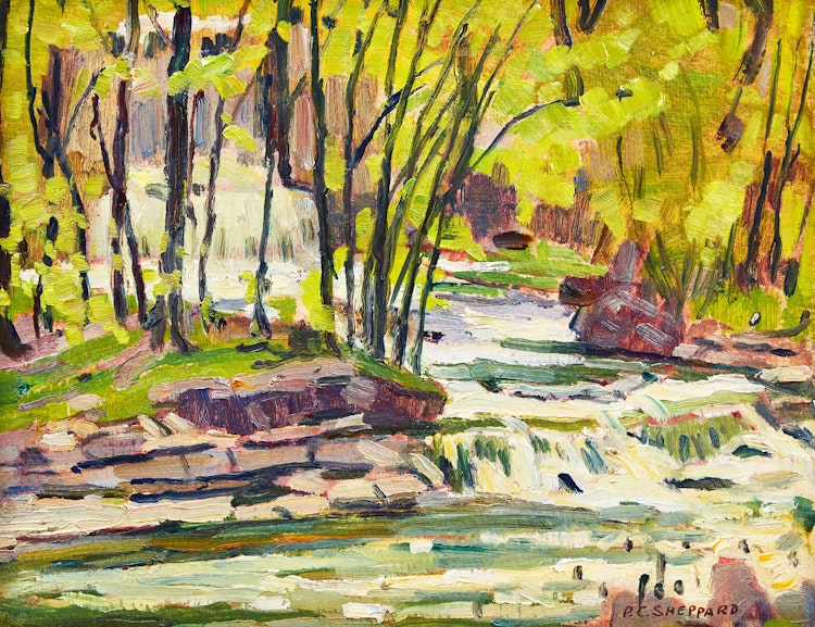 Artwork by Peter Clapham Sheppard,  Spring Stream 