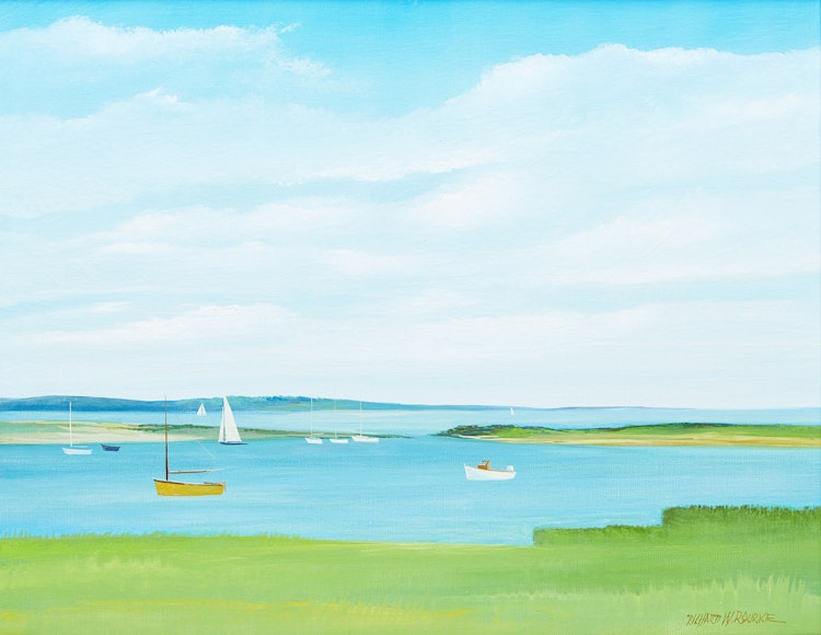 Artwork by Richard W. Rourke, Harbour Scene