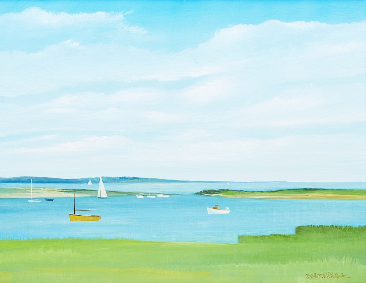 Artwork by Richard W. Rourke,  Harbour Scene