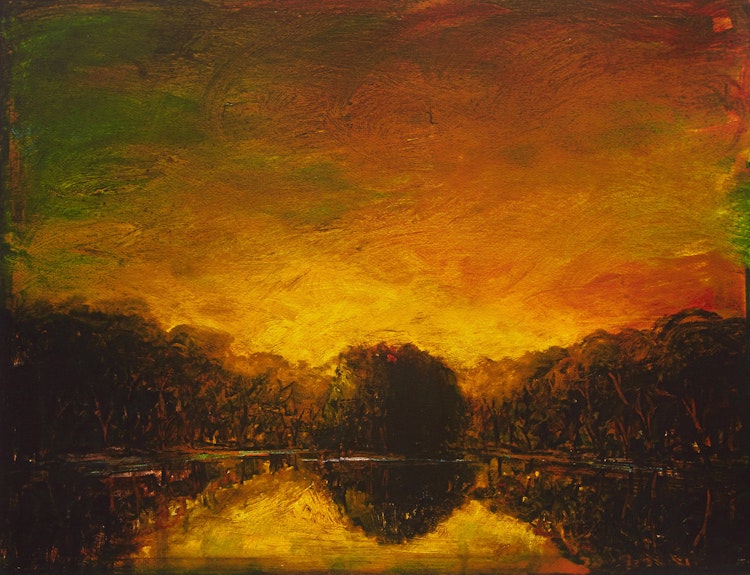 Artwork by David Bierk, Olana Pond, to Church