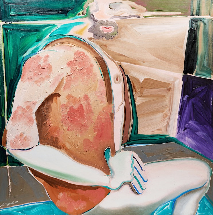 Artwork by Leslie Donald Poole, Man in the Bath with Mirror