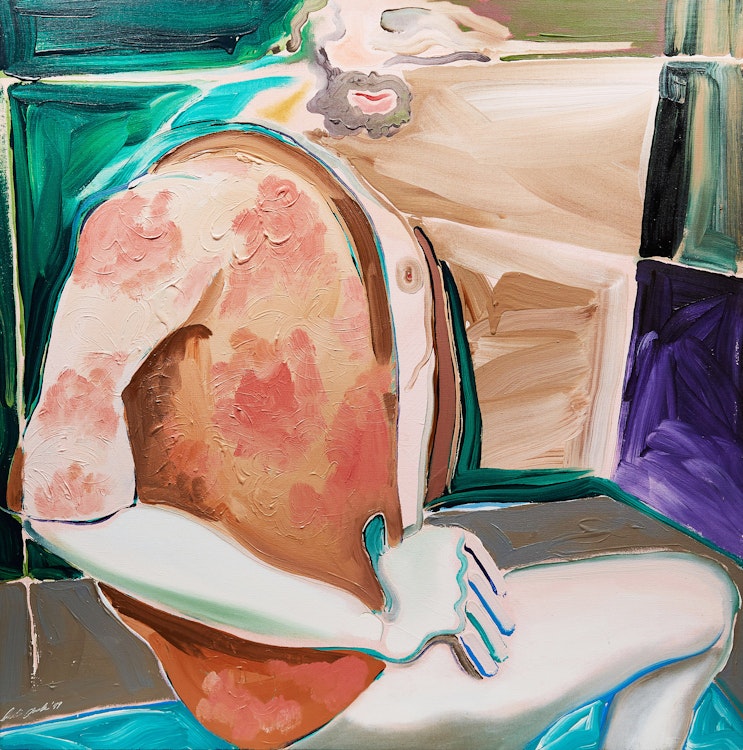 Artwork by Leslie Donald Poole,  Man in the Bath with Mirror