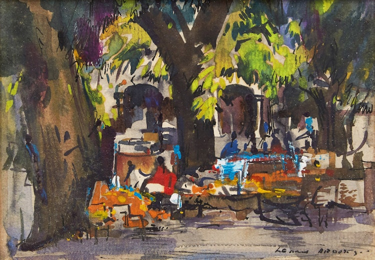 Artwork by Frank Leonard Brooks, Pátzcuaro Market