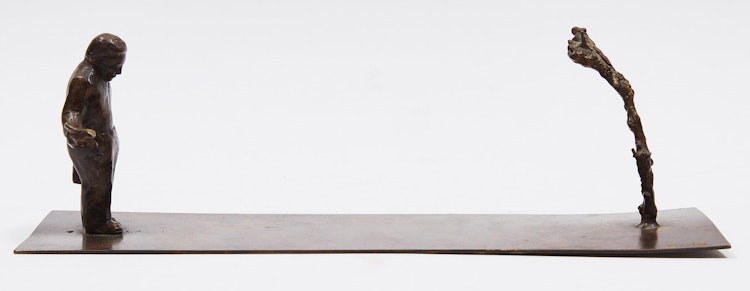Artwork by Mark Moore, Untitled (“Man with Bird & Tree”)