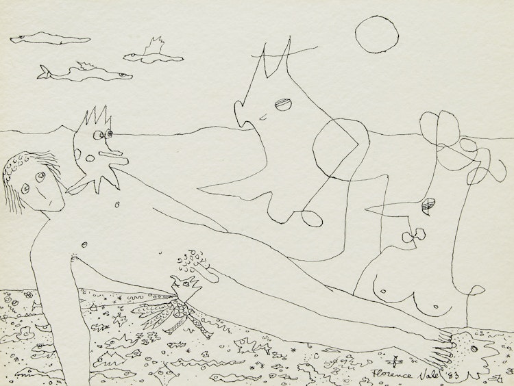 Artwork by Florence Vale, Inflatable Man at the Beach