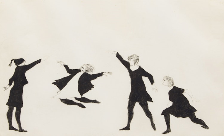 Artwork by Moe Reinblatt, Skipping Girls