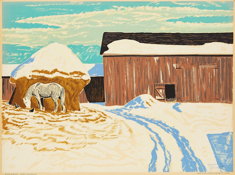 Artwork by Thoreau MacDonald,  Winter Morning