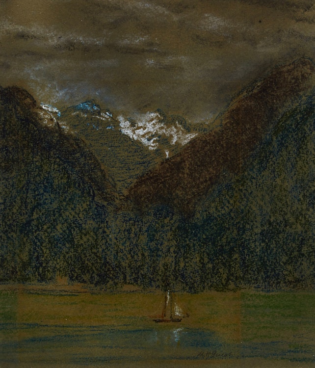 Artwork by Maria Olivia Hewson Guest, Landscape with Sailboat
