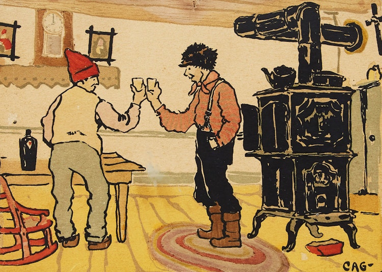 Artwork by Clarence Alphonse Gagnon, A Votre Santé