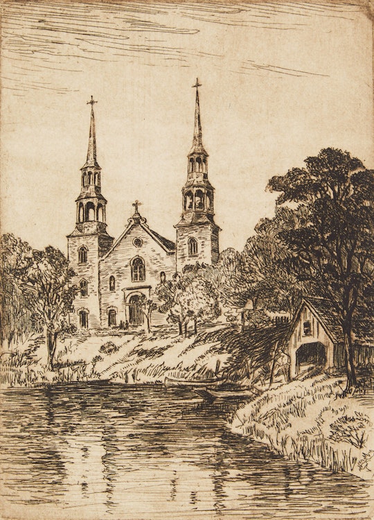 Artwork by William Walker Alexander, Church St Denis Que; At the Club