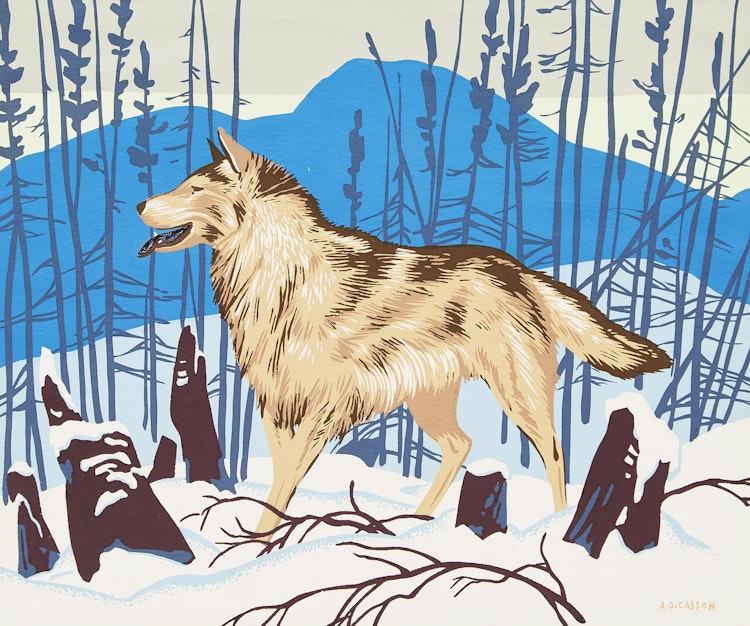 Artwork by Alfred Joseph Casson, Timber Wolf