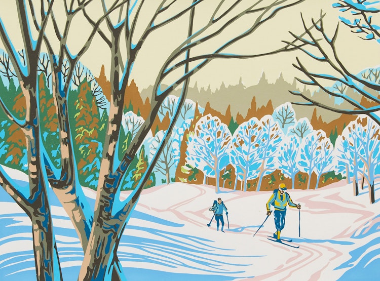 Artwork by Paul Gauthier, Three Skiing Scenes
