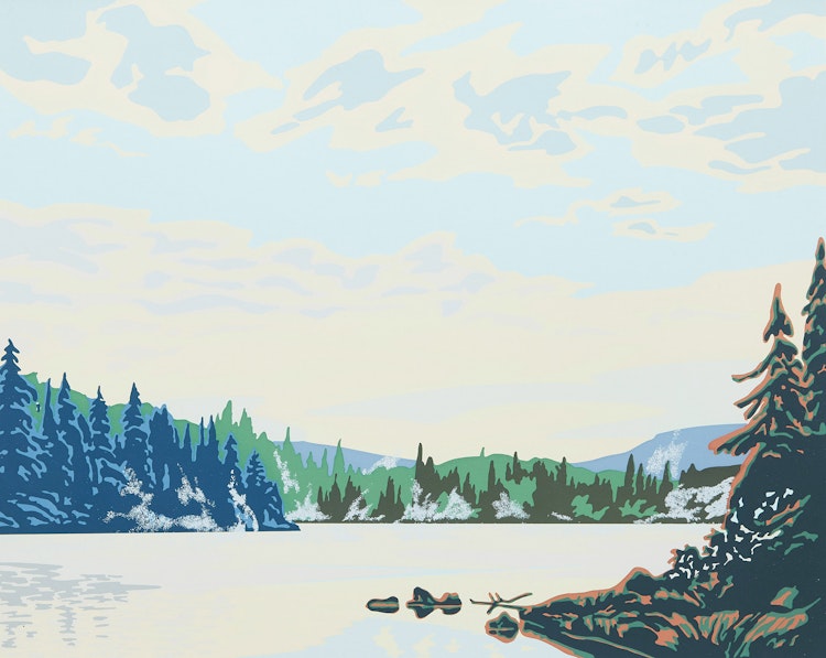 Artwork by Paul Gauthier,  Morning Mist; Algonquin Lake