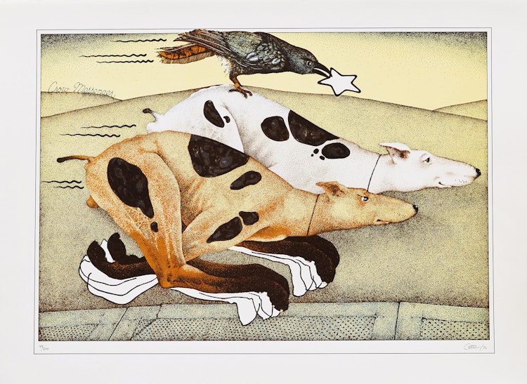 Artwork by Dennis Geden, Star Juggler; Still Life; Crow Messenger; Quiet Horse; Thumb Twiddler