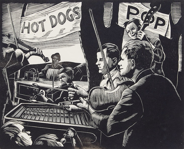 Artwork by Leonard Hutchinson, Workers Picnic