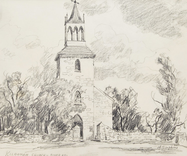 Artwork by Henry John Simpkins, Kildonan Church, River Road; Dumfries