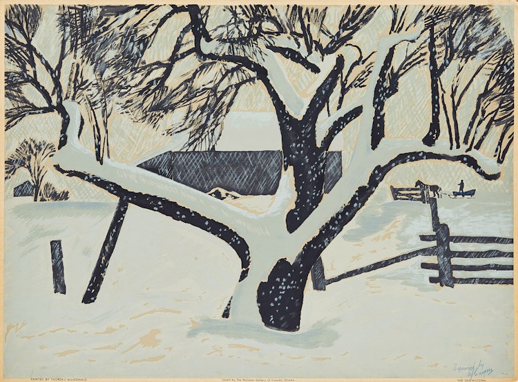 Artwork by Thoreau MacDonald, The Snowstorm