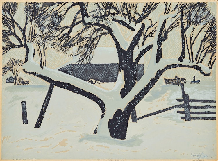 Artwork by Thoreau MacDonald,  The Snowstorm