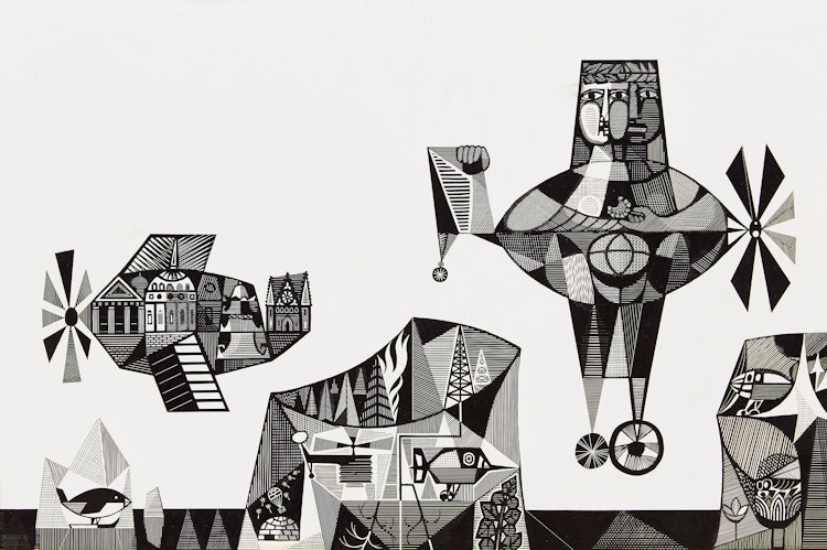 Artwork by Bertram Gordon, Significance of Powered Flight