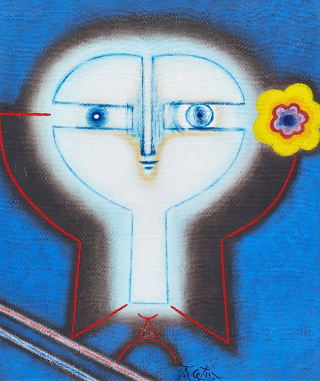 Artwork by Anton Cetin, Eve with a Flower