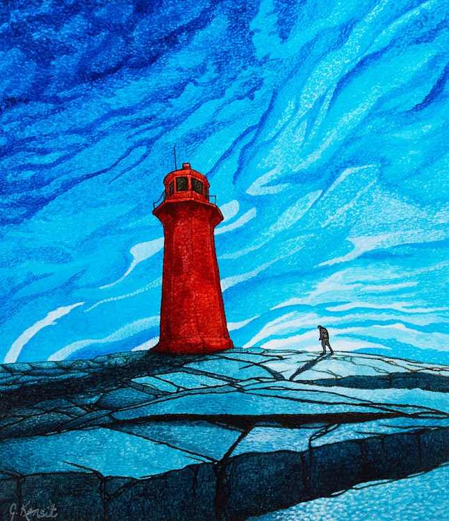 Artwork by Gregory Kensit, Landscape with Lighthouse