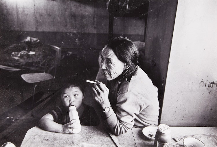 Artwork by John Reeves, Inuit Woman and Child; Inuit Woman Carving and Child