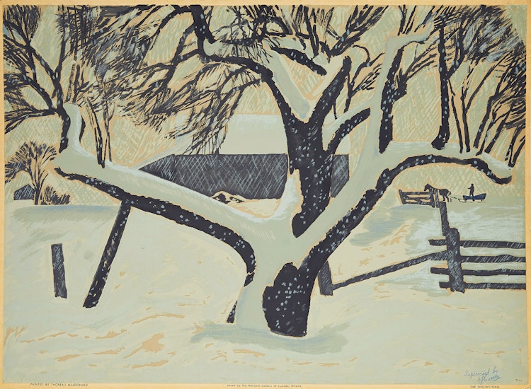 Artwork by Thoreau MacDonald,  The Snowstorm