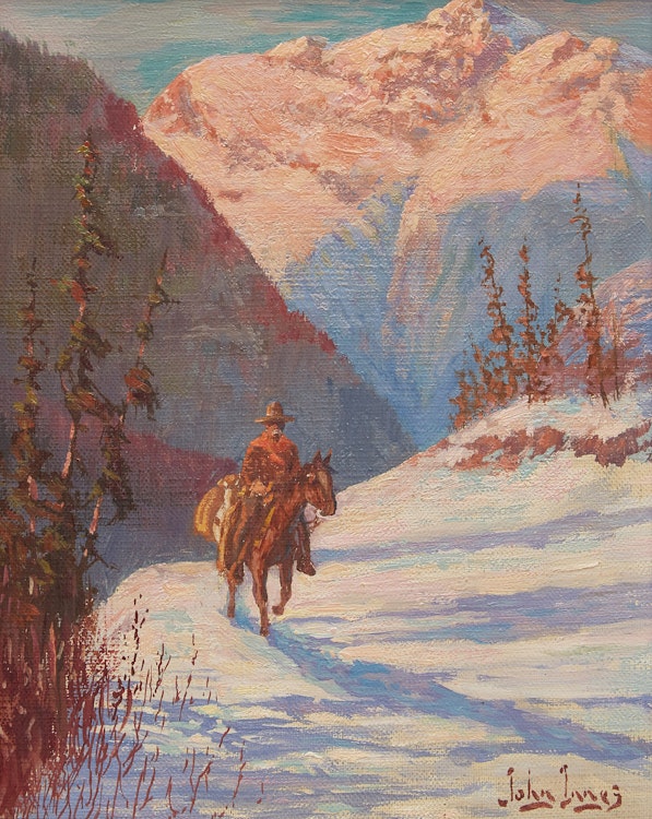 Artwork by John Innes,  Rider through Snow